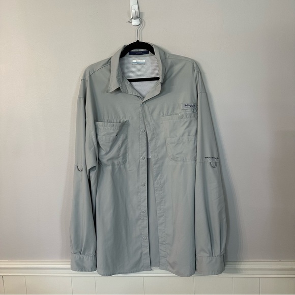 Columbia Men’s Tamiami Long Sleeve Gray Button Up Front Fishing Shirt Sz XL GUC - Picture 2 of 8